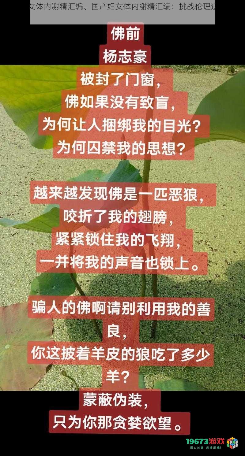 国产妇女体内㓔精汇编、国产妇女体内㓔精汇编：挑战伦理道德的不良内容