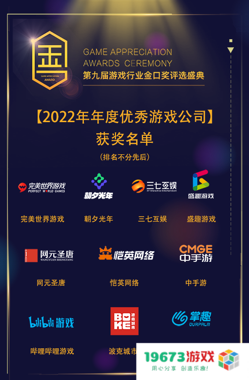 第九届游戏行业金口奖获奖名单公布！