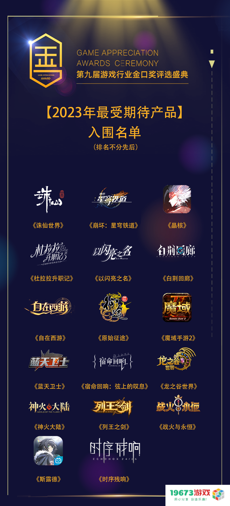 2022年第九届游戏行业金口奖入围名单正式揭晓